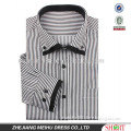 men's black and white stripped double collar office work shirt